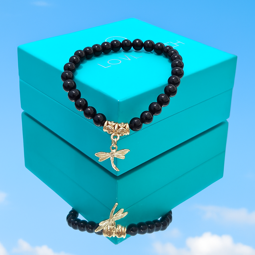 Luna Lovewitch Black Obsidian Dragonfly charm bracelet