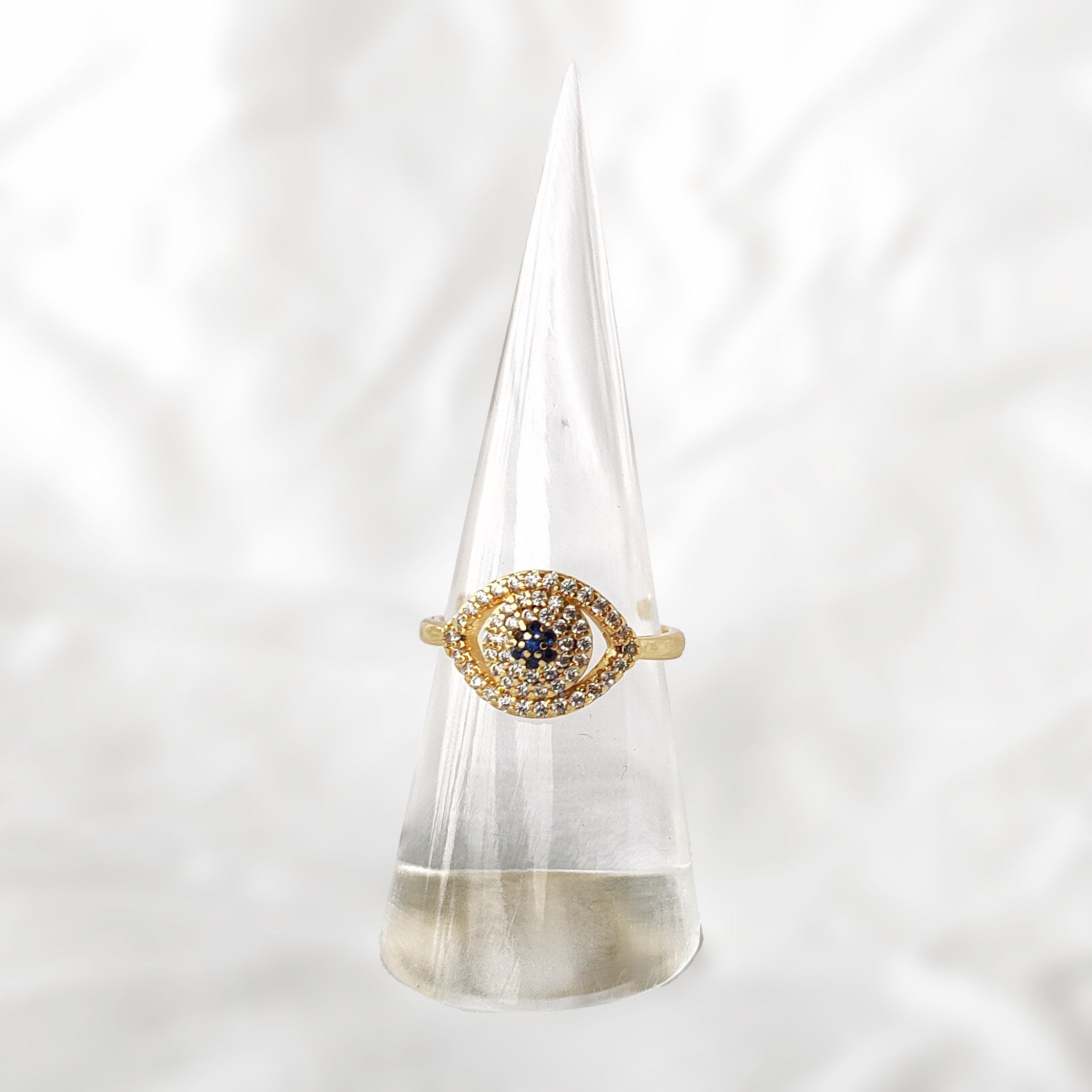 Adjustable Evil eye ring gold set with cz