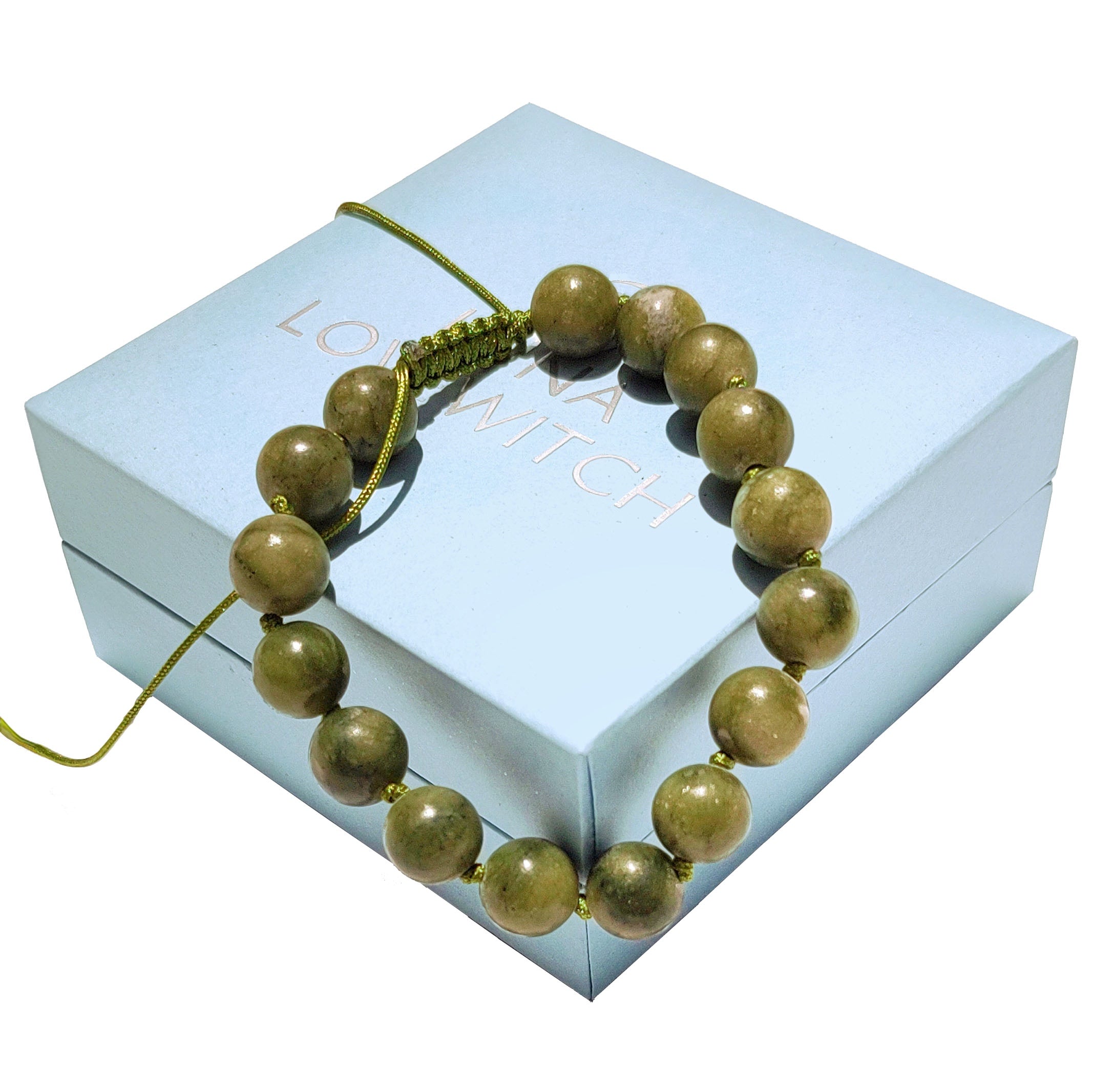 Luna Lovewitch Jade Adjustable Unisex Bracelet 10mm in luxury gift box