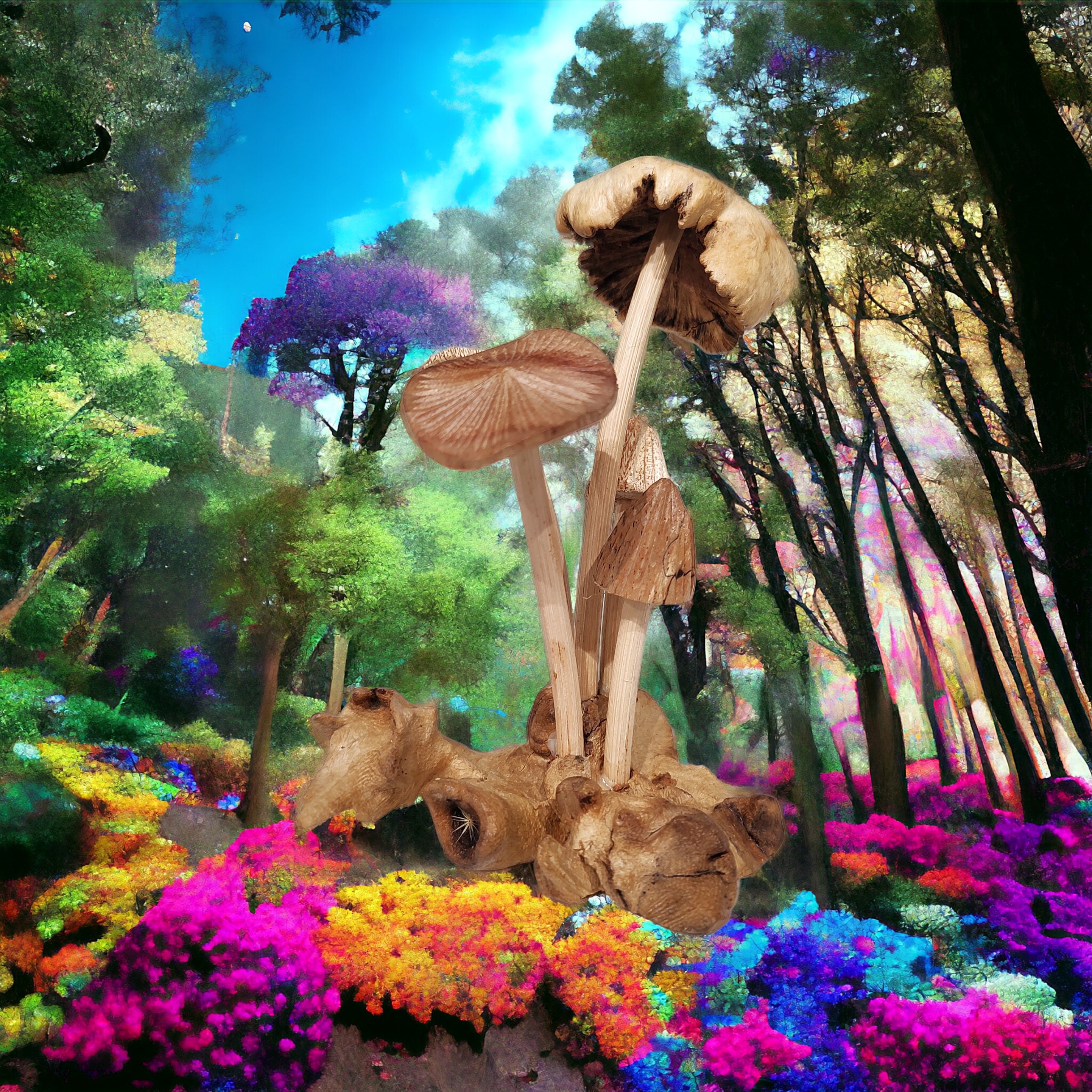 Mystical wooden mushrooms