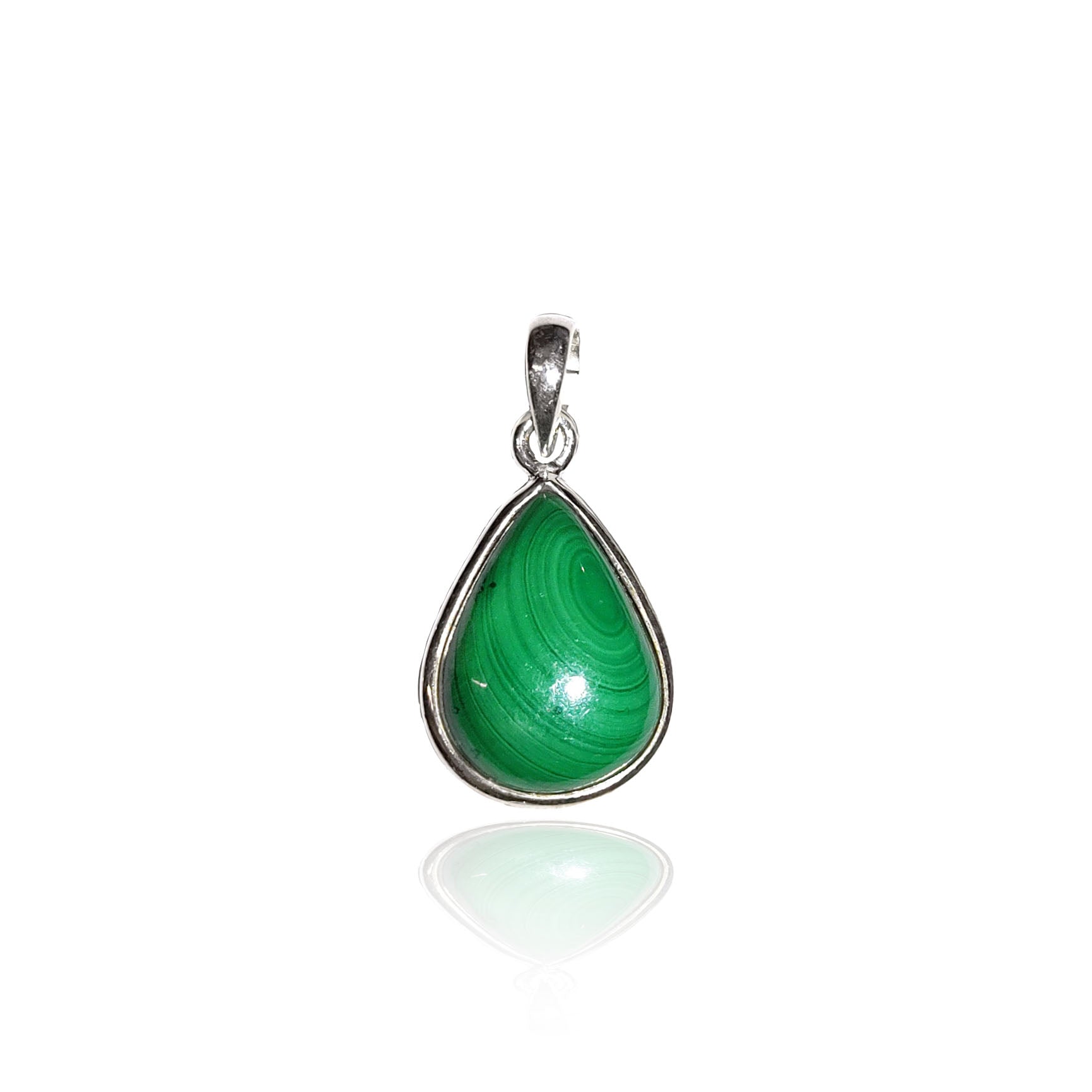Melody malachite tear drop sterling silver pendant