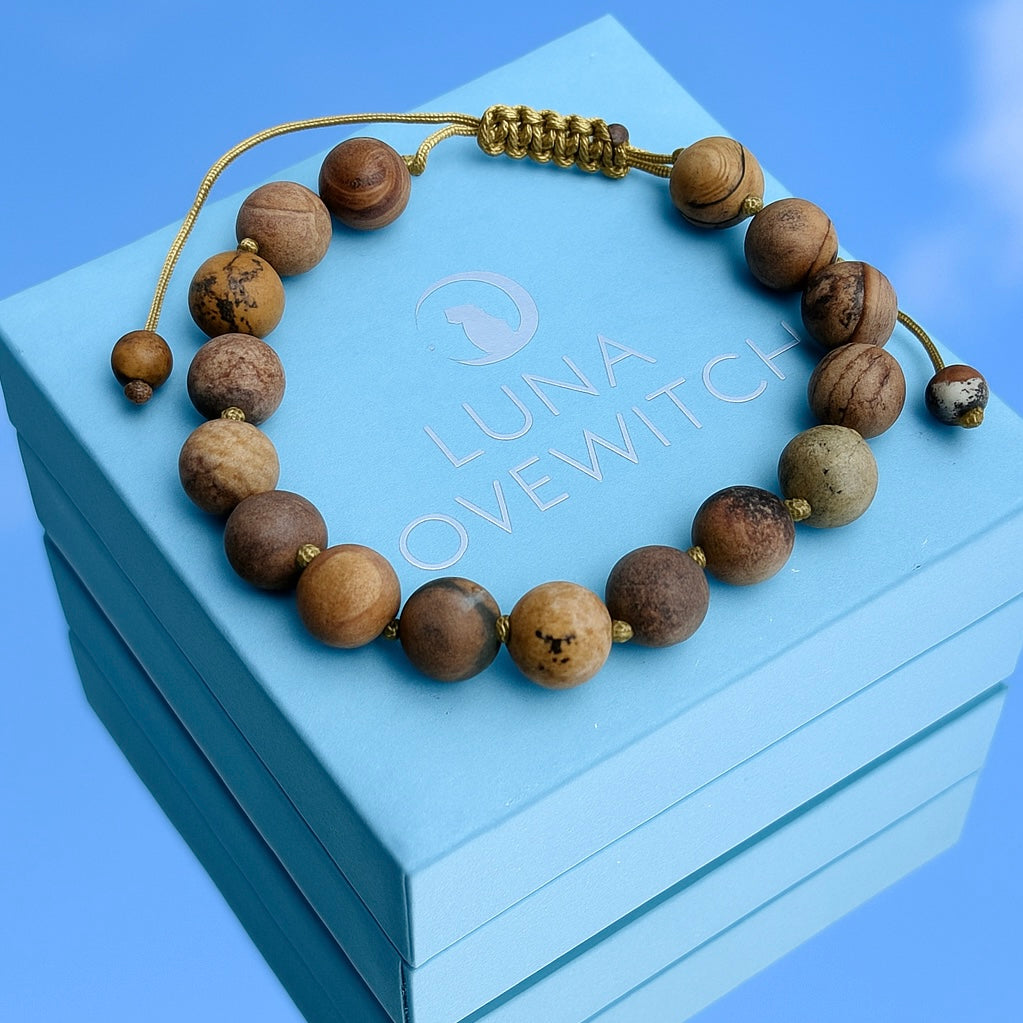 Luna Lovewitch Picture Jasper 10mm adjustable beaded bracelet