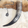 Genuine buffalo drinking horn - hand carved design